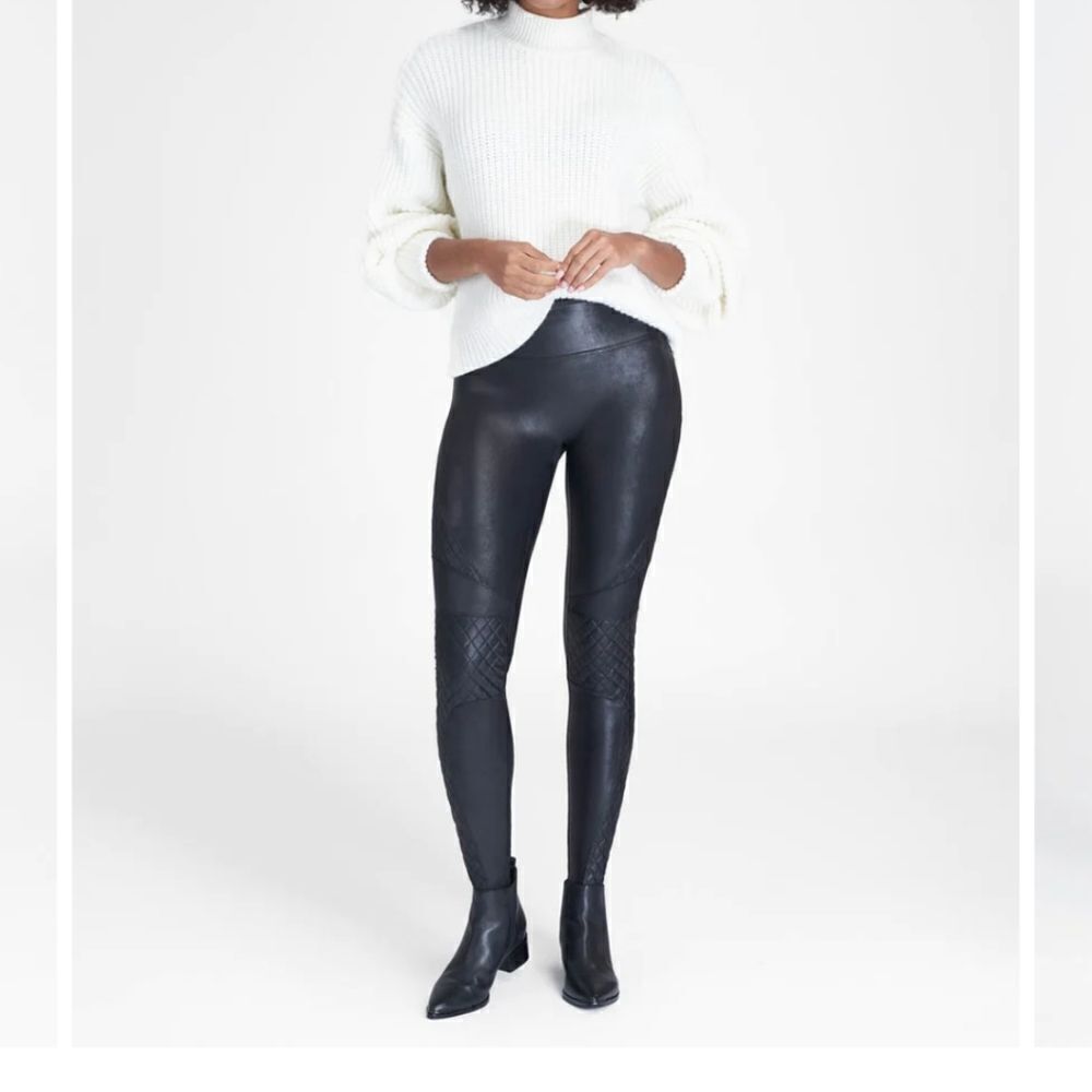 Spanx Faux Leather Quilted Leggings‎ Size XL NWT